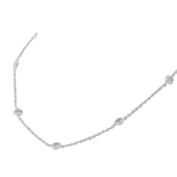 925 Sterling Silver Gold White CZ Link Chain Necklace