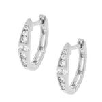 925 Sterling Silver CZ Small Hoop Huggie Earrings