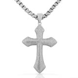 925 Sterling Silver Large Hip-Hop Micro Pave-Set CZ Latin Cross Religious Mens Pendant Necklace