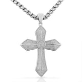 925 Sterling Silver Large Hip-Hop Micro Pave-Set CZ Latin Cross Religious Mens Pendant Necklace