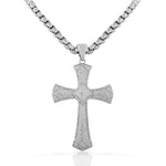 925 Sterling Silver Large Hip-Hop Micro Pave-Set CZ Latin Cross Religious Mens Pendant Necklace