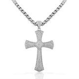 925 Sterling Silver Large Hip-Hop Micro Pave-Set CZ Latin Cross Religious Mens Pendant Necklace