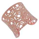 Stainless Steel Rose Gold-Tone Open End Wide Cuff Bangle Bracelet
