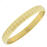 Stainless Steel Yellow Gold-Tone Faceted Cuff Bangle Bracelet