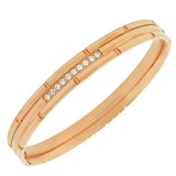 Stainless Steel Rose Gold-Tone Faceted White CZ Bangle Bracelet