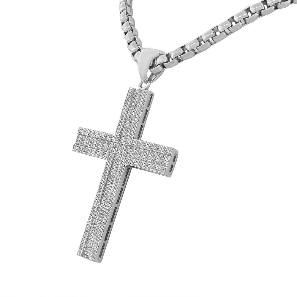 Large Pave Cross Necklace