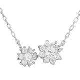 925 Sterling Silver Flower Floral Charm CZ Pendant Necklace
