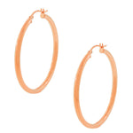 925 Sterling Silver Rose Gold-Tone Classic Hoop Earrings