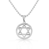 Stainless Steel Silver-Tone Classic Jewish Star of David Men's Boys Pendant Necklace