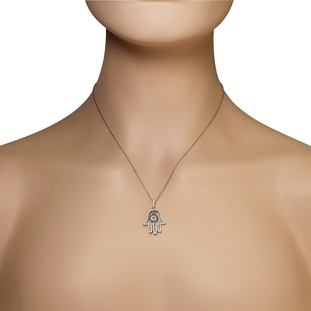 Blue Fashion Hamsa Necklace