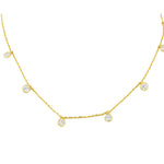 925 Sterling Silver Yellow Gold-Tone White CZ Link Chain Necklace