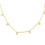 925 Sterling Silver Yellow Gold-Tone White CZ Link Chain Necklace