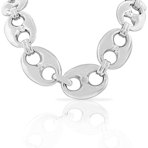 925 Sterling Silver Feather Light Choker Large Chunky Link Chain Womens Necklace