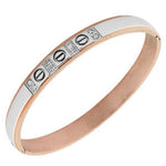 Stainless Steel Two-Tone White CZ Womens  Bracelet