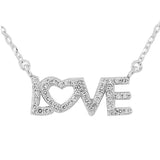 Sterling Silver Love Heart Charm White CZ Womens Pendant Necklace