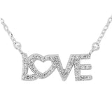 Sterling Silver Love Heart Charm White CZ Womens Pendant Necklace