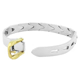 Stainless Steel Dual-Tone Belt Buckle Chain Womens Bracelet