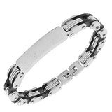 Stainless Steel Silver-Tone Religious Cross Lords Prayer Mens Chain Bracelet
