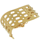 Stainless Steel Yellow Gold-Tone Womens Links Multi-Row Layer Chain Bracelet