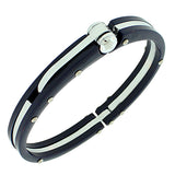 Fashion Alloy Dark Navy Blue Silver-Tone Handcuff Mens Bracelet with Clasp
