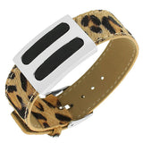 Stainless Steel Multicolor Faux Leather Silver-Tone Animal Print Leopard Womens Bracelet