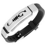 Stainless Steel Black Rubber Silicone Silver-Tone Scorpion Scorpio Zodiac Mens  Bracelet