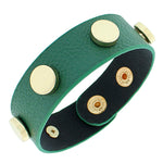 Faux Green Leather Yellow Gold-Tone Wristband Wrap Womens Girls Bracelet