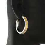 Stainless Steel Yellow Gold Silver-Tone Glitter Womens Girls Hoop Earrings