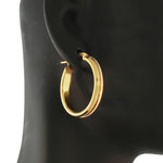 Stainless Steel Yellow Gold Silver-Tone Glitter Womens Girls Hoop Earrings