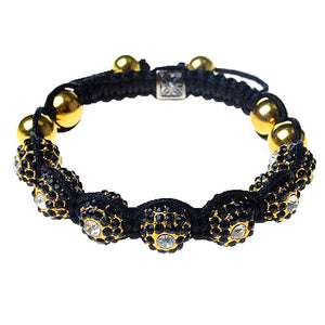 Black White Gold CZ Cord Evil Eye Adjustable Macrame Bracelet