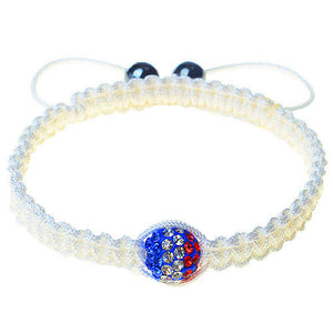 France French Flag Blue White Red Cord Macrame Beaded Adjustable Bracelet