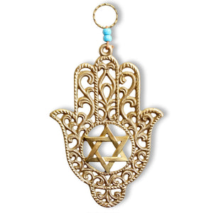 Yellow Rose Gold Bronze-Tone - Star David Home Wall Decor Hamsa - Made in Israel
