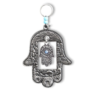 Good Luck Home Decor Hamsa Evil Eye - Silver-Tone - Jerusalem - Made in Israel