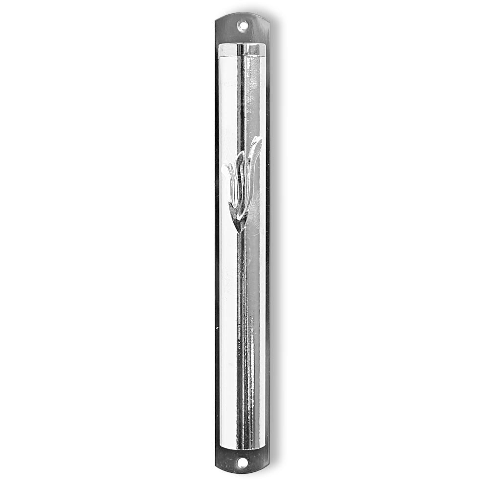 6" Mezuzah Case - Silver-Tone Blessing for Home Wall Decor - Made in Israel