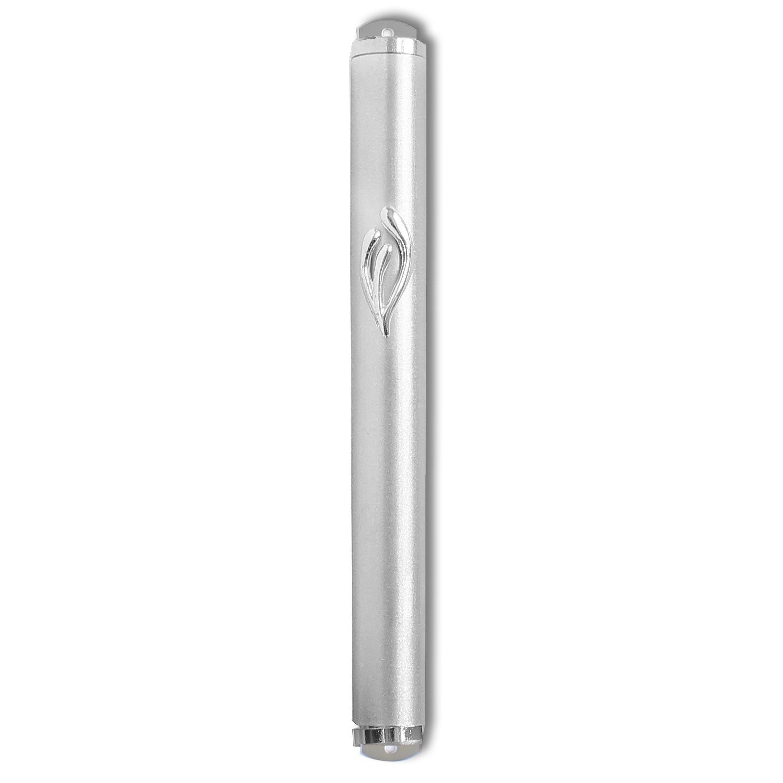 Extra Large 9.5" Mezuzah Case - Silver White Brown Wood - Made in Israel