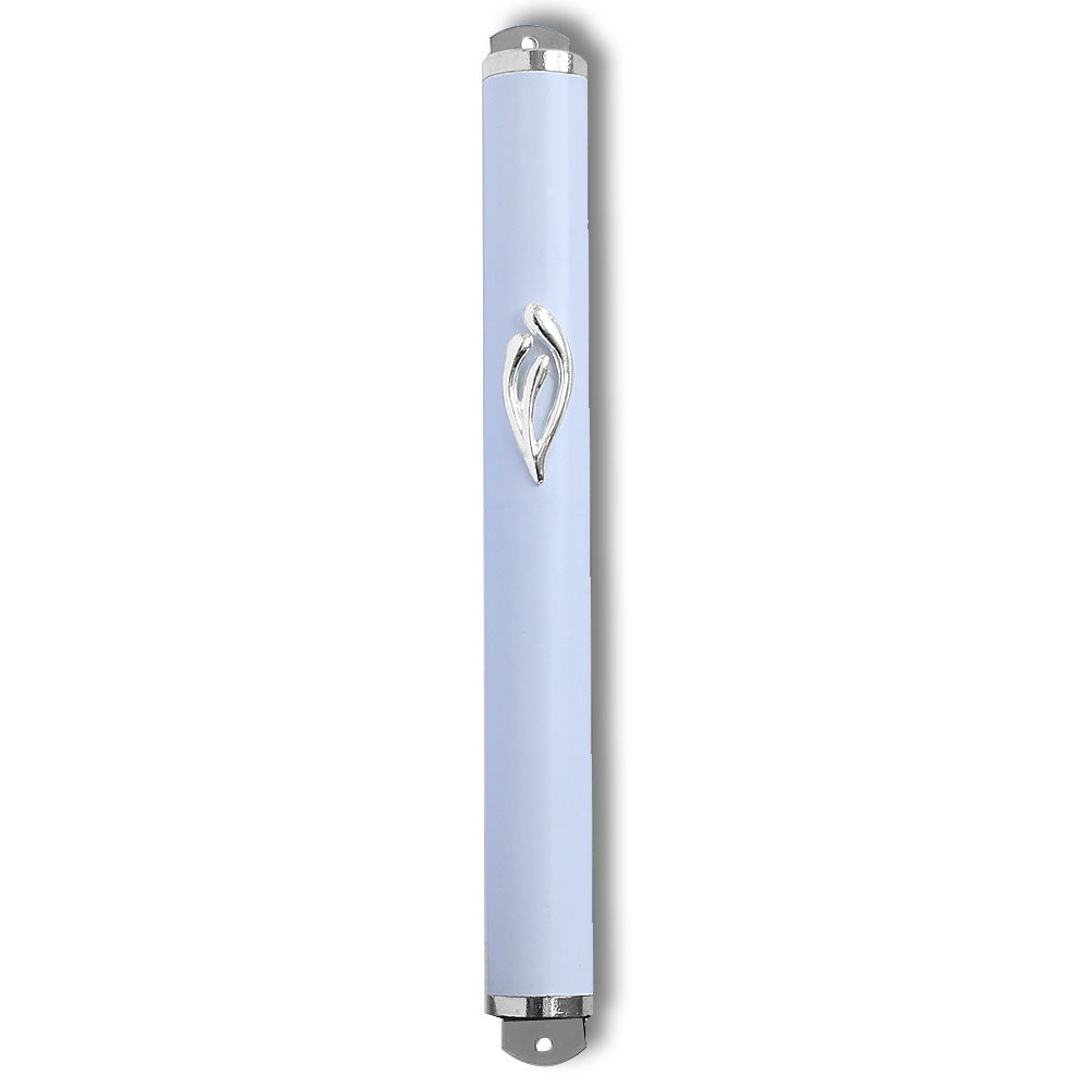 Extra Large 9.5" Mezuzah Case - Silver White Brown Wood - Made in Israel