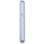 Extra Large 9.5" Mezuzah Case - Silver White Brown Wood - Made in Israel