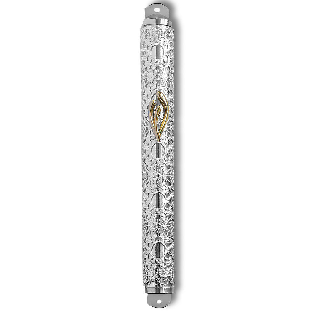 Mezuzah Case - Silver-Tone Filigree Blessing for Home - Made in Israel