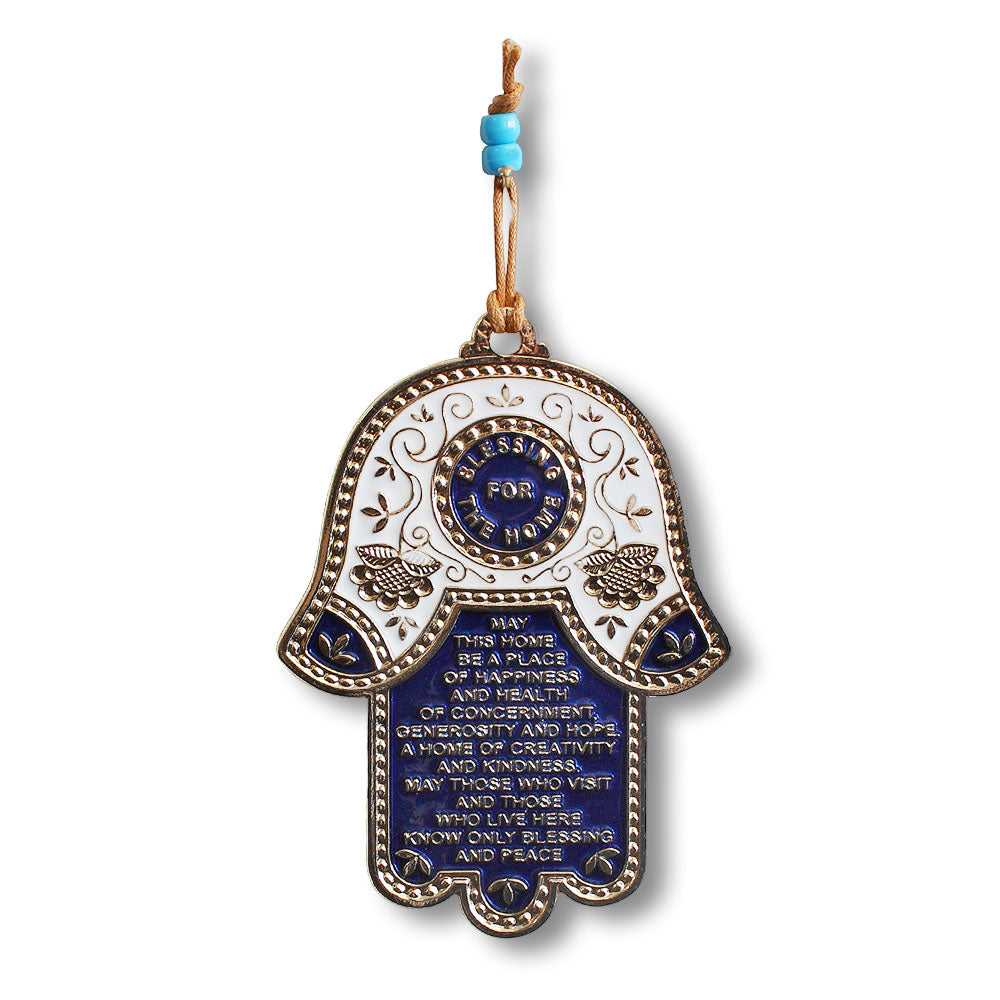 Blessing for Home Good Luck Wall Decor Hamsa Hand English Version Gold-Tone