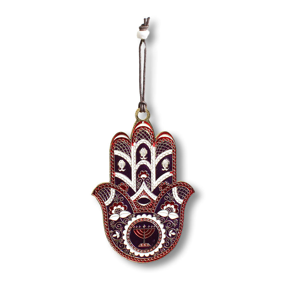Jewish Menorah Living Good Luck Home Wall Decor Multicolor Hamsa Hand - Medium - Made in Israel 