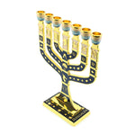 Blue and Yellow Menorah - Height 5" (inches)