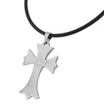 Stainless Steel Silver-Tone Large Cross Lord Our Father Prayer Pendant Necklace