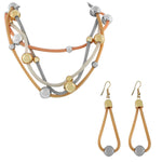 Stainless Steel Multi-Tone Gold-Tone Mesh Womens Earrings Necklace Set