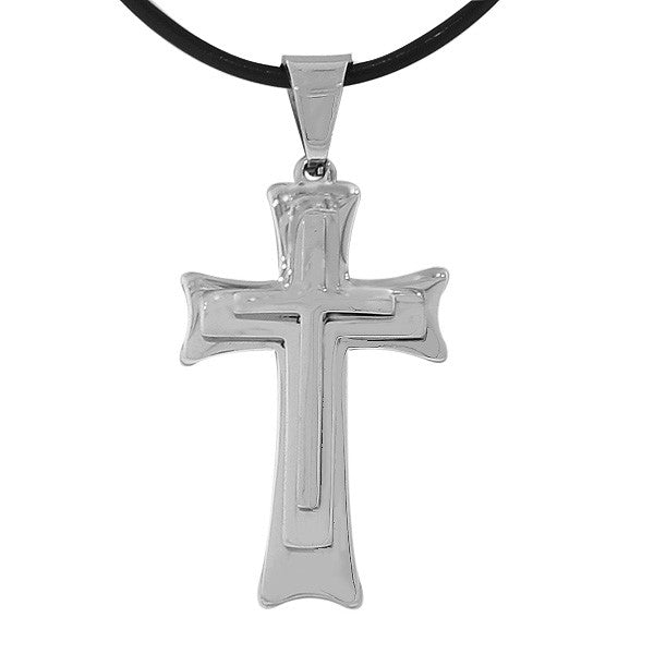 Triple Cross Rubber Necklace