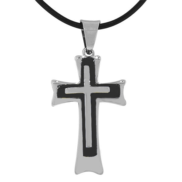 Layer Cross Rubber Necklace