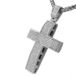 Stainless Steel White CZ Large Hip Hop Cross with Chain Mens Pendant