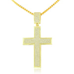 Stainless Steel Yellow Gold-Tone Hip-Hop Large Men's Cross Pendant Necklace, 30"