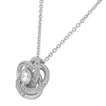 925 Sterling Silver Round Flower Rose White CZ Womens Pendant Necklace