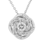 925 Sterling Silver Round Flower Rose White CZ Womens Pendant Necklace