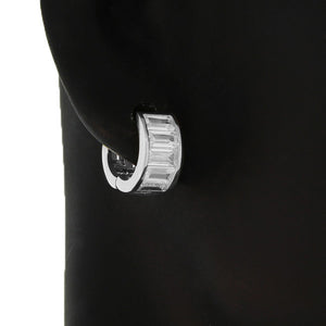 Silver Baguette Huggies